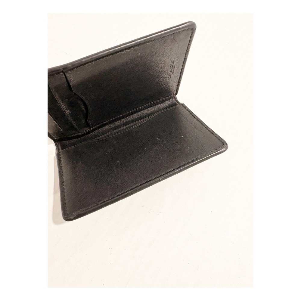 Coach Mens Signature Canvas Bifold Card Case Wallet Charcoal Black Monogram - Picture 4 of 5